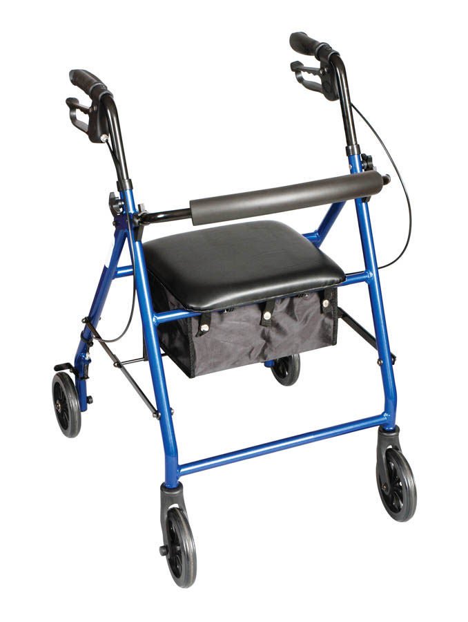 Carex Classics Four-Wheel Rollator, 30 – 36 Inch, Metallic Blue (Each)