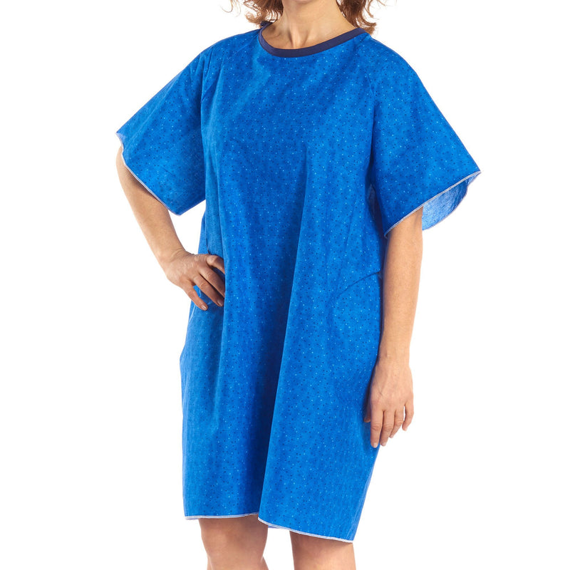 Reusable TieBack Patient Exam Gown, One Size Fits Most, Blue Marble Print (Each) 
