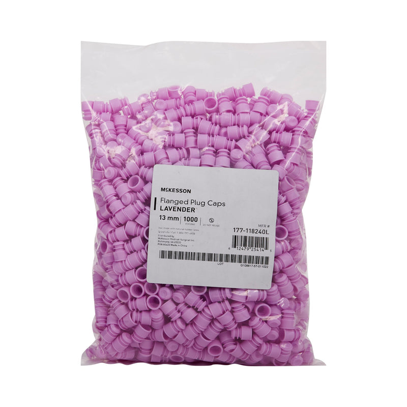 McKesson Flanged Plug Cap, Lavender, Polyethylene, for Use with 13 mm Tubes (Case of 20000)