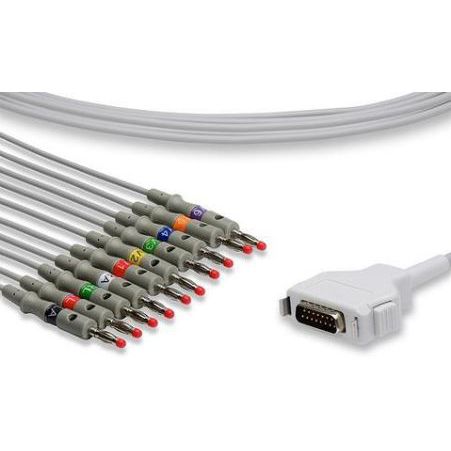 Fukuda Denshi One Piece EKG Cable  15-Pin - 10 Leads Banana