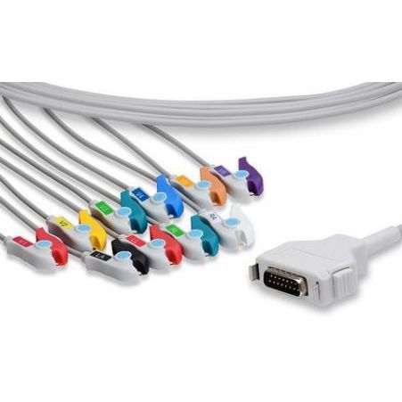 Fukuda Denshi One Piece EKG Cable  15-Pin - 10 Leads Clip