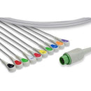 Fukuda Denshi One Piece EKG Cable - 12-Pin - 10 Leads Snap