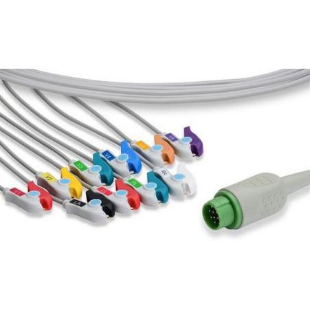 Fukuda Denshi One Piece EKG Cable  12-Pin - 10 Leads Clip