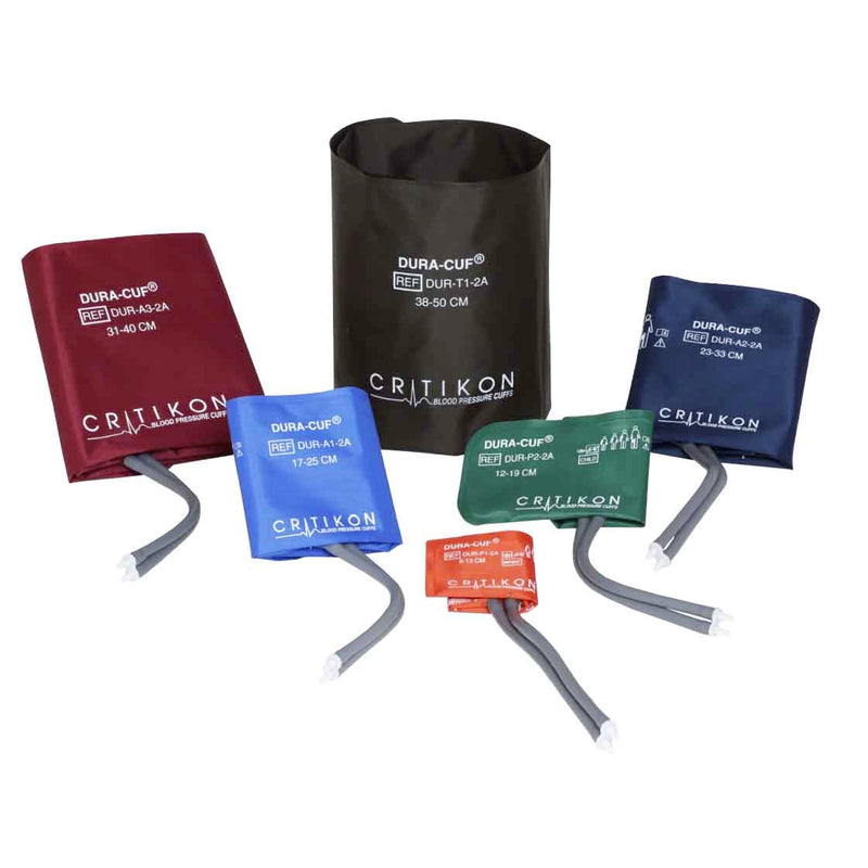 GE CRITIKON Dura-Cuf Blood Pressure Cuff Assortment Pack  Submin - 1 Small Adult, 2 Adult, 1 Adult Long, 1 L