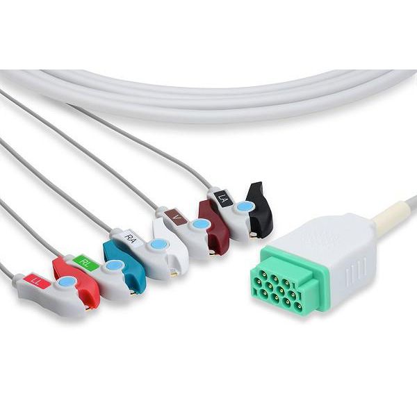 GE Marquette One Piece ECG Cable  5 Leads Pinch/Grabber