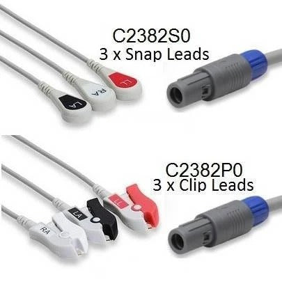 GE Ultrasound One Piece ECG Cable  3 Leads Clip