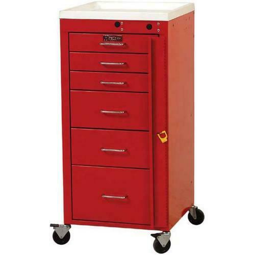 Harloff 3156B Six Drawer Emergency Mini Cart - Breakaway Lock, Standard Package  Burgundy