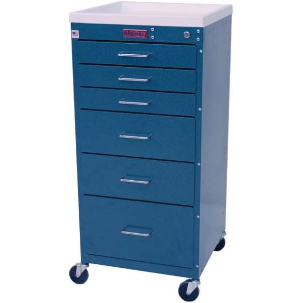 Harloff 3156K Six Drawer Anesthesia Mini Cart - Keylock, Standard Package  Yellow