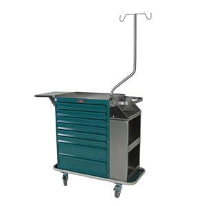 Harloff 6035 Painted Steel 8 Drawer Cast Cart W/Multiple Locking Options, Deluxe Package  Teal, No Lock