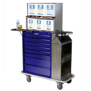 Harloff 6035-TC Painted Steel 8 Drawer Cast Cart W/Top Compartment, Locking Option, Deluxe Package  Yellow, Key Lock