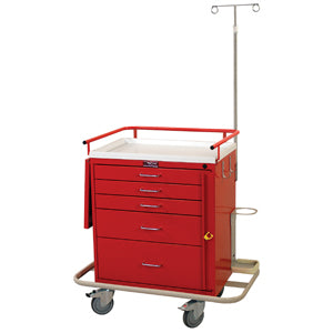 Harloff 6331 Classic Short 5 Drawer Emergency Cart W/Breakaway Lock, Specialty Package  White