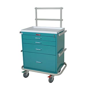 Harloff 6351 Short 4 Drawer Anesthesia Cart - Key Lock, Specialty Package
