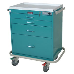 Harloff 7350E Short 4 Drawer Anesthesia Cart with Electronic Lock  Beige