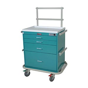 Harloff 7351 Short 4 Drawer Anesthesia Cart with Electonic Lock, Specialty Package  Yellow