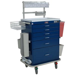 Harloff 7456 Tall 6 Drawer Anesthesia Cart with Electronic Lock  Yellow