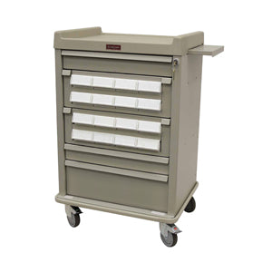 Harloff AL16CS-5 Aluminum 16 Bin Cassette Medication Cart with Key Lock  Yellow