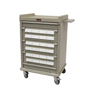 Harloff AL24CS-5 Aluminum 24 Bin Cassette Medication Cart with Locking Options  Electric w/ Proximity Reader, Yellow