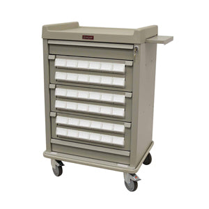 Harloff AL36CS-3 Aluminum 36 Bin Cassette Medication Cart with Key Lock