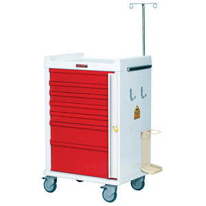 Harloff MR7B-EMG MR-Conditional 7 Drawer Emergency Cart with Breakaway Lock, Specialty Package  Yellow