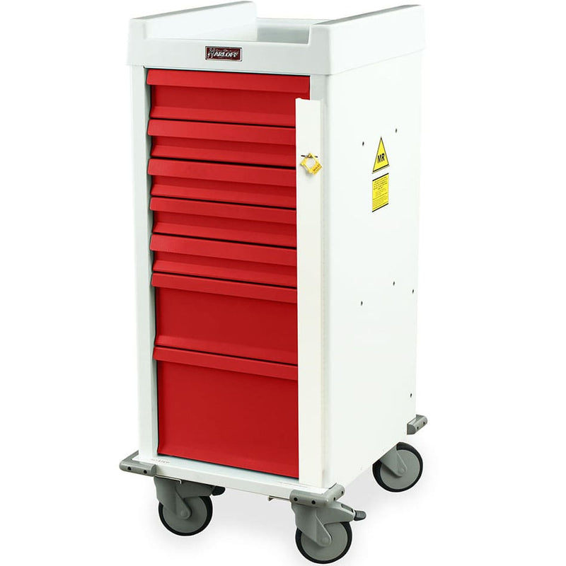 Harloff MRN7B Narrow MR-Conditional Emergency Cart  Standard - Yellow