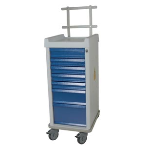 Harloff MRN7K-MAN MR-Conditional Narrow 7 Drawer Anesthesia Cart W/Key Lock, Specialty Package  Yellow