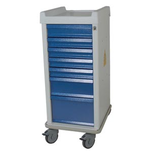 Harloff MRN7K MR-Conditional Narrow 7 Drawer Anesthesia Cart W/Key Lock, Standard Package