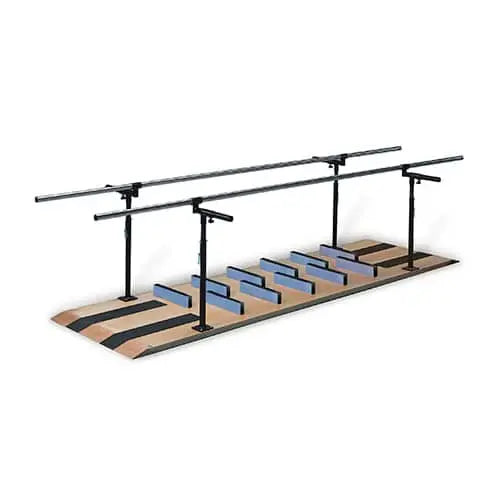 Hausmann 10′ Height and Width Adjustable Parallel Bars with Ambulation and Mobility Platform