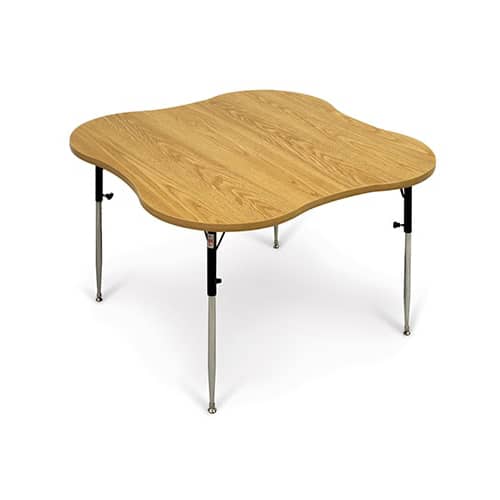 Hausmann 4-Cutout Table - Natural Oak with Adjustable Legs