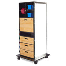 Hausmann Accessorized Multi-Purpose Weight Rack with Drawer Storage and Drop Down Work Counter Side View with Mirror