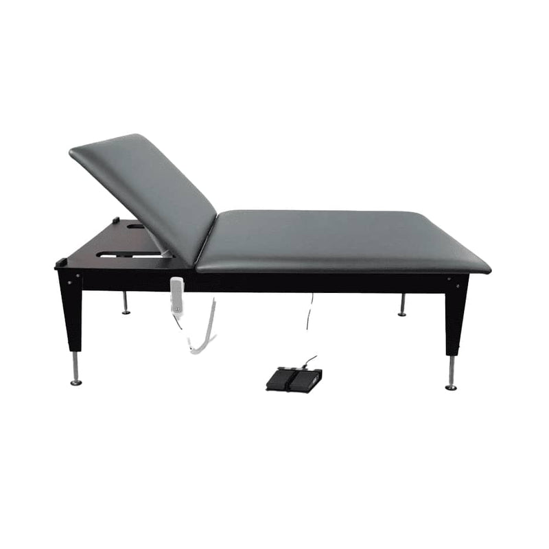 Hausmann Bariatric Electric Hi-Lo Mat Platform with Power Backrest  5' x 7' with Gray Vinyl