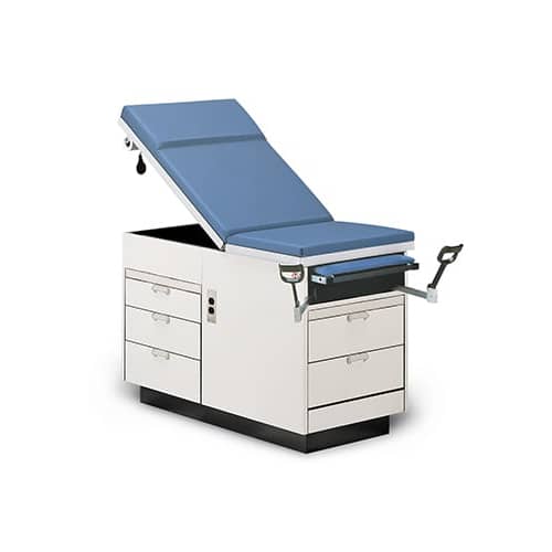 Hausmann Exam Table with Front Safety Step and Storage Drawers  Left Hand Table with Duplex Outlets in Folkstone G