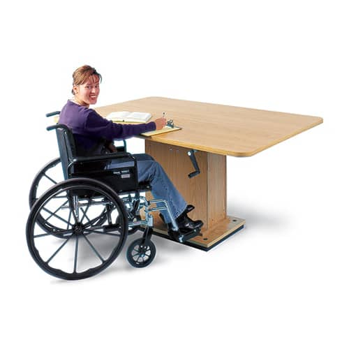 Hausmann Hydraulic Lift Table  Natural Oak - 36" x 60"