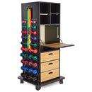 Hausmann Multi-Purpose Weight Mega-Rack with Drawer Storage and Drop Down Work Counter (Not Accessorized) with drop lid work counter