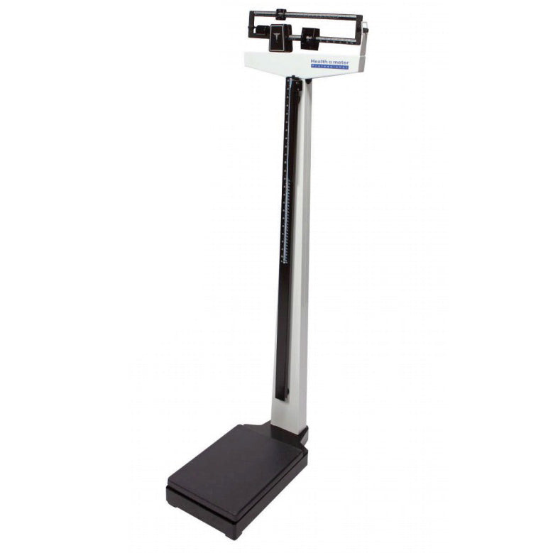 Health o meter 402KL Mechanical Beam Scale with Height Rod  Includes Height Rod, Counterweights, & Wheels