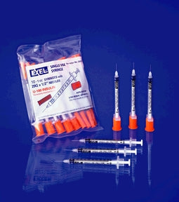 Exel Corporation Exel Insulin Syringe With Needle  Needle, 30G x 5/16", 1cc, 10/bg, 10 bg/bx, 5 bx/cs