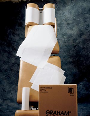 Graham Medical Chiropractic Quality Headrest Papers  Headrest Roll, 8½" x 225 ft, Economy, White, Smoot