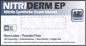 Innovative Healthcare Corp., Inc. Innovative Nitriderm Ep Nitrile Synthetic Powder-Free Exam Gloves  Nitrile, XX-Large, Chemo, Extended Cuff, Blue, Non