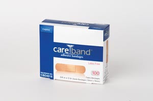 Aso, Llc Aso Careband Fabric Adhesive Strip Bandages  Fabric Strip Bandage, ¾" x 3", Latex Free (LF), 10