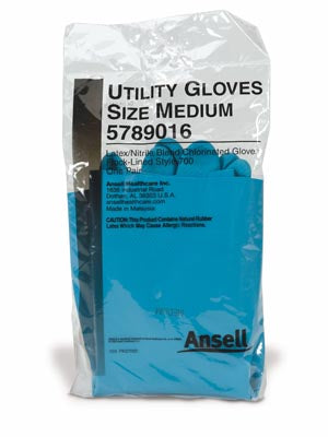 Ansell Latex/Nitrile Blend Utility Gloves  Gloves, Large, 12 pr/bx, 4 bx/cs