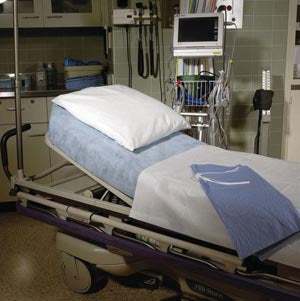 Graham Medical Premium Stretcher Sheets  Large Fitted ER Stretcher Sheet, Blue, Non-Woven,
