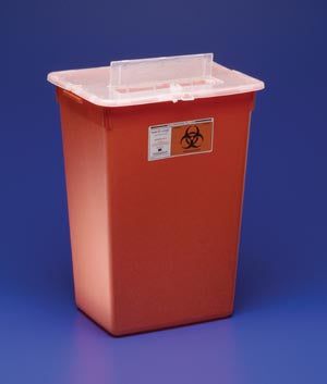 Cardinal Health Large Volume Sharps Containers  Container, 10 Gal, Red, Split Lid, Sharps Port, La