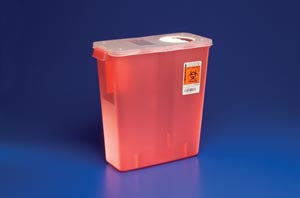 Cardinal Health Multi-Purpose Sharps Containers  Container, 3 Gal, Multi-Purpose, Red, Hinged Rotor
