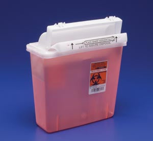 Cardinal Health Sharpstar In-Room System With Sharpstar Lids  IN-ROOM Sharps Container, 5 Qt, Transparent Red, S