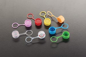 Simport Colored Closures  T340YLSL - Caps, O-Ring & Loop, Yellow, 1000/cs