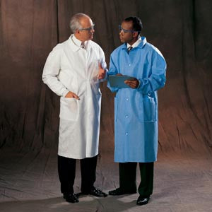 Halyard Universal Precautions Lab Coat  Coat, Blue, Large, 25/cs