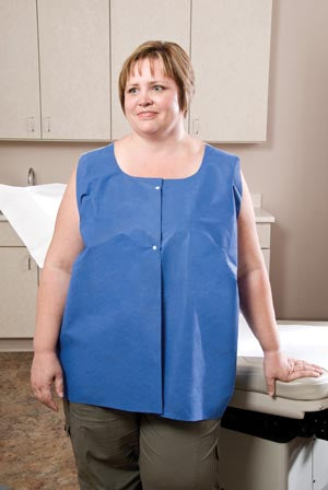 GOWN 36X30 BLU FRNT WHT BACK3XL W/SNAPS 50/CS