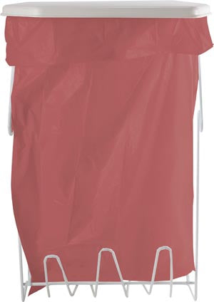 Marketlab Bowman Biohazard Receptacle Dispenser  Holds 5-Gallon Bags, White Powder Coated Wire, 13½