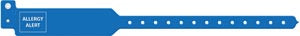 Medical Id Solutions Tri-Laminate Alert Wristbands  Adult, 12", Tri-Laminate, Allergy Alert, Blue, 250