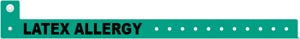 Medical Id Solutions Tri-Laminate Alert Wristbands  L Shape, Tri-Laminate, Latex Allergy, Green, 500/b