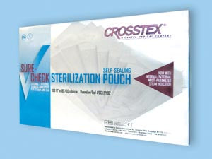Crosstex International Crosstex Sure-Check Sterilization Pouches  12" x 15", 100/bx, 5 bx/cs